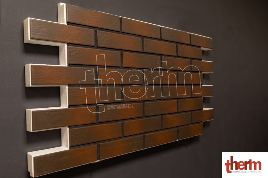 Фасадная клинкерная термопанель THERM ceramic - CLOUD Brown duro